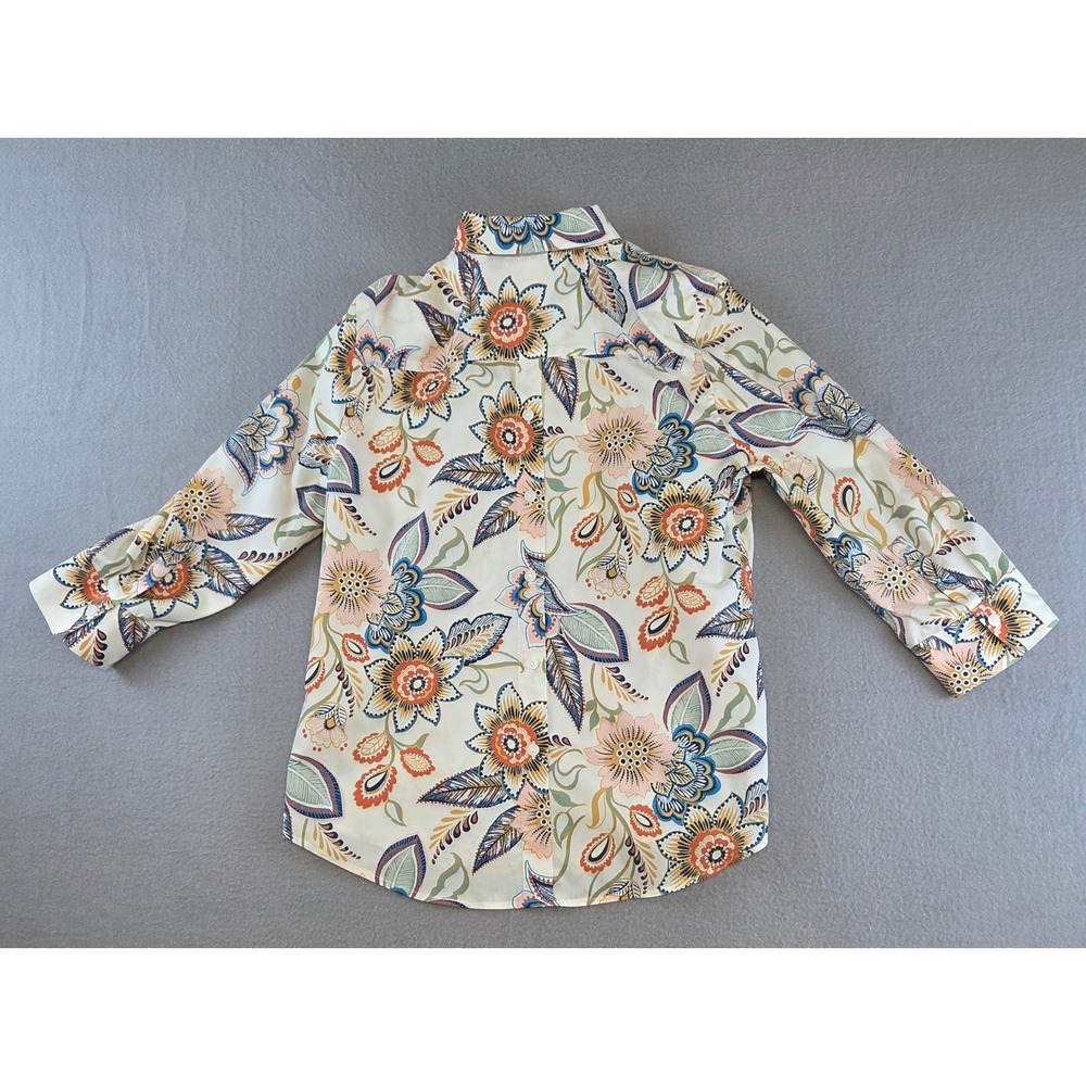 Chico's Floral Paisley Button Down Shirt Blouse Size 0 Eclectic Earth Tones Fall - Picture 6 of 9